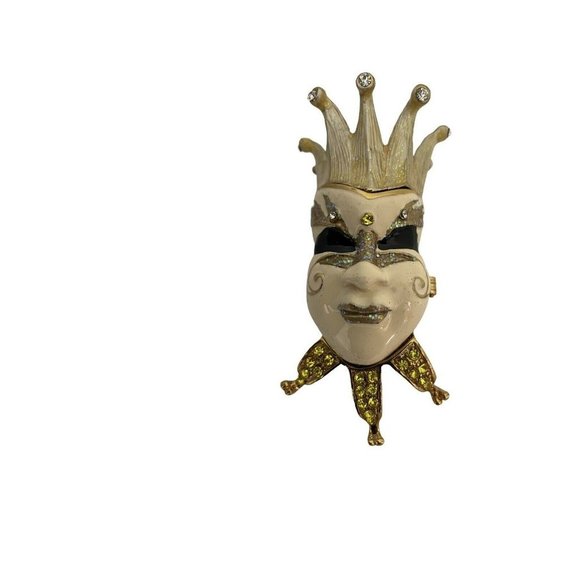 Jewelry Trinket Box Art Form Rhinestone Jester Enamel Clown 3 1/2" × 2" - Picture 5 of 5